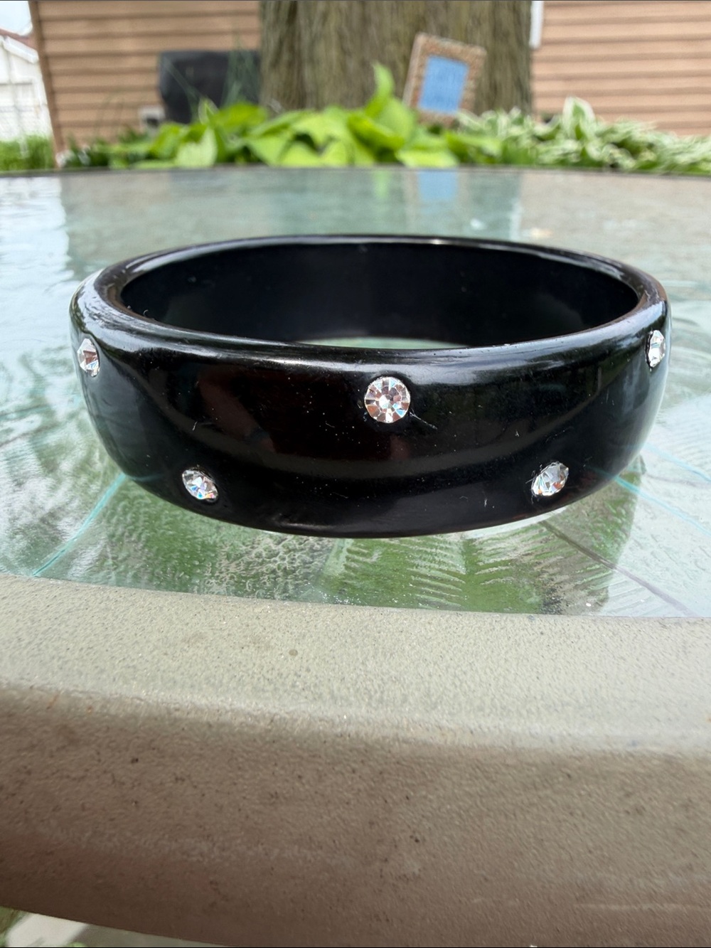 Lucite rhinestone Bangle